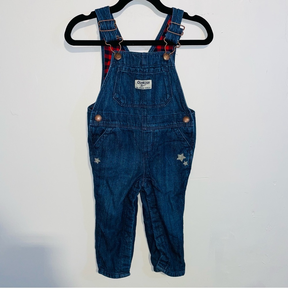 Oshkosh bgosh denim overalls with silver stars 12 months
